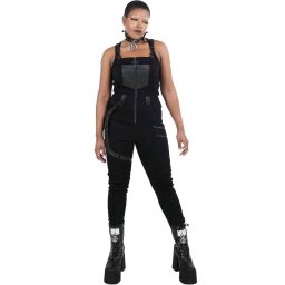 kalhoty dámské KILLSTAR - Nicolette Dungarees - Black - KSRA003605