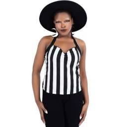 tílko dámské KILLSTAR - Little Deetz Halter - Stripe - KSRA003417