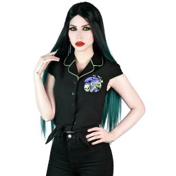 košile dámská KILLSTAR - Kon-Tiki Crop - Black - KSRA003725
