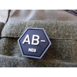JACKETS TO GO nášivka hexagon krev AB NEG plast ČERNÁ SWAT