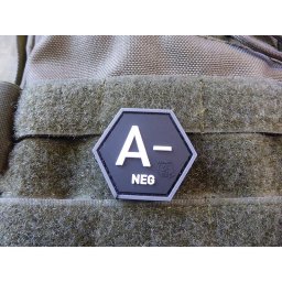 JACKETS TO GO nášivka hexagon krev A NEG plast ČERNÁ SWAT
