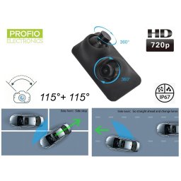 Mini duální rotační HD couvací kamera na zpětné zrcátko s krytím IP68 + 115 ° úhel