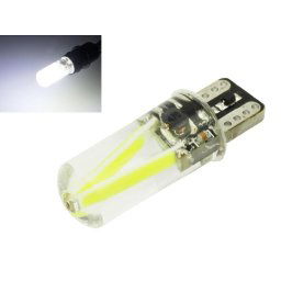 LED21 LED auto žárovka LED W5W T10 1W COB 12V 24V 360° Silikon, Studená bílá IL289
