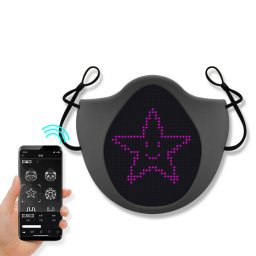 Rave PARTY MASKA s BAREVNÝM LED displejem na obličej (ovládání přes telefon iOS / Android)