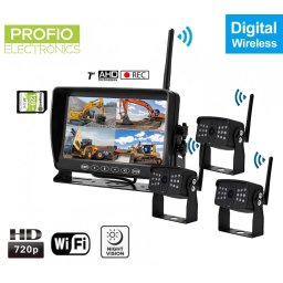 Parkovací kamera s monitorem bezdrátově s nahráváním na SD - 3x AHD wifi kamera + 7 "LCD DVR monitor