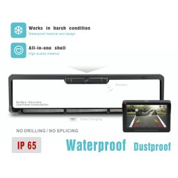 Solární couvací kamera (bezkabelová - samodobíjecí) wifi v SPZ podložce + 4,3 "LCD monitor