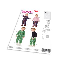 Střih Burda 9293 - Dětské tričko, kalhoty s gumou v pase (obojí oboustranné)