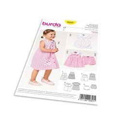 Střih Burda 9357 - Dětské propínací šaty s límečkem, kalhotky