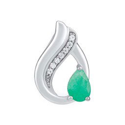 SILVEGO stříbrný přívěsek Noiva s přírodním smaragdem a Brilliance zirconia FWP15711ER