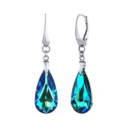 Náušnice stříbrné Kapka Bermuda Blue Swarovski Elements LSW011E
