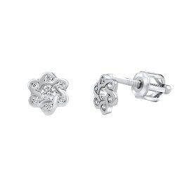 SILVEGO Zlaté náušnice pecky květinky Denise s čirými Brilliance Zirconia dámské i dětské SILVEGOB70407BPGW