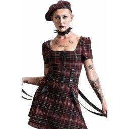 šaty dámské KILLSTAR - Grave Rebellion - BLOOD TARTAN - KSRA003960
