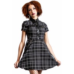 šaty dámské KILLSTAR - Menace Collar - ASH TARTAN - KSRA003979