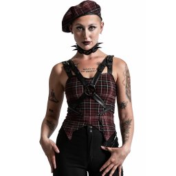 tílko dámské (top) KILLSTAR - Jaded Strap - BLOOD TARTAN - KSRA003954