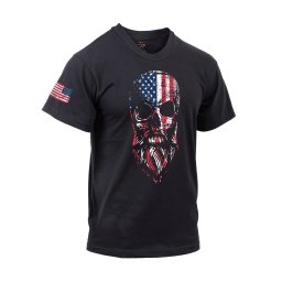 Triko motiv USA vousatá lebka ČERNÉ vel. L