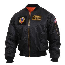 Bunda s nášivkami MA1 FLIGHT ČERNÁ vel. 3XL