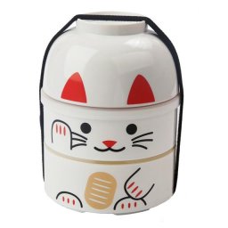 Hakoya Japonský jídlonosič Bento Maneki Neko bílý, 850 ml