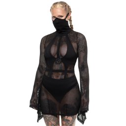 šaty dámské KILLSTAR - Neo Nyx Mask - Black - KSRA003589