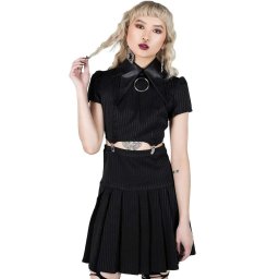 šaty dámské KILLSTAR - Darita Suspender - Pinstripe - KSRA003347