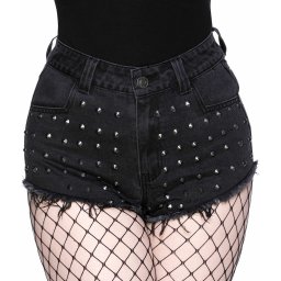 kraťasy dámské KILLSTAR - Liberty Studded - Ash - KSRA003585