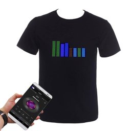 LED RGB barevné programovatelné LED tričko Gluwy přes chytrý telefon (iOS/Android) - vícebarevné