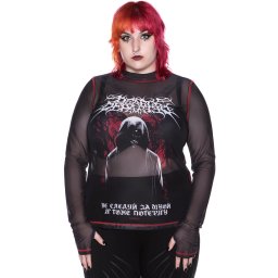 tričko dámské s dlouhým rukávem KILLSTAR - Departed Mesh - Black - KSRA003703
