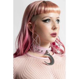 náušnice KILLSTAR - Pentagram Hoop - Pastel Pink - KSRA004235