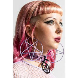 náušnice KILLSTAR - Pentagram Hoop - Lilac - KSRA004236
