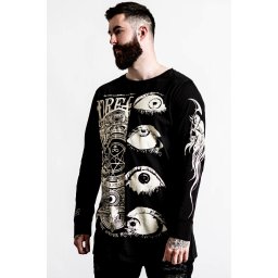 tričko pánské s dlouhým rukávem KILLSTAR - Insomnia Longline Split-Top - black - KSRA004308