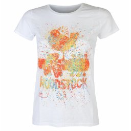 tričko dámské Woodstock Splatter - WHT - ROCK OFF - GDAWOODTS01LW