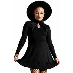 šaty dámské KILLSTAR - Elissabat Collar - Black - KSRA004071