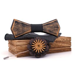 Gaira® Dřevěný motýlek s kapesníčkem a broží 709224
