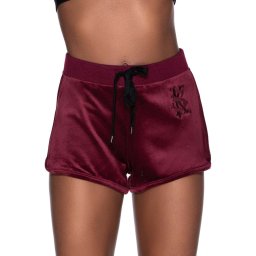 kraťasy dámské KILLSTAR - Dee-Lux Velvet - Burgundy - KSRA003455