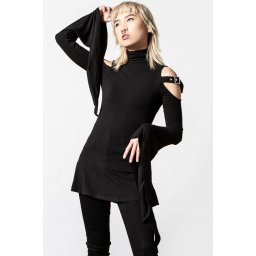 tričko dámské s dlouhým rukávem (tunika) KILLSTAR - Styla - Black - KSRA004152