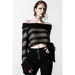 svetr dámský KILLSTAR - Visage Knit - Black/Ash - KSRA004136