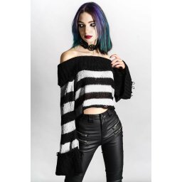 svetr dámský KILLSTAR - Ghost Lemonade Knit - Black/White - KSRA004139