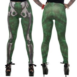 kalhoty dámské (leginy) KREEPSVILLE SIX SIX SIX - Skele-Bone - Slime - GLSBS