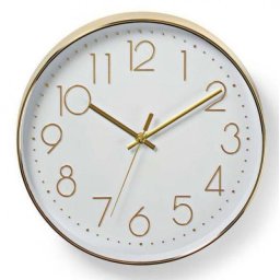 Kulaté nástěnné hodiny Nedis CLWA015PC30GD bílá/zlatá, 30 cm
