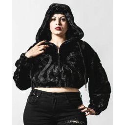 bunda dámská KILLSTAR - Starchild Fur Bomber - Black - KSRA004487