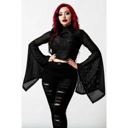 tričko dámské s dlouhým rukávem KILLSTAR - Phases Striped - Black - KSRA004151