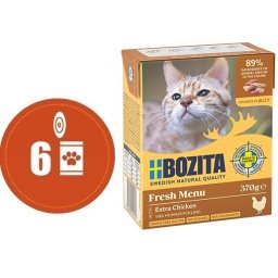 Bozita Fresh Menu kousky v rosolu s KUŘETEM MULTIPACK - konzerva pro kočky 6x370 g