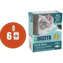 Bozita Fresh Menu kousky v rosolu s TRESKOU MULTIPACK - konzerva pro kočky 6x370 g