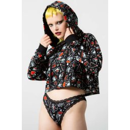 mikina dámská KILLSTAR - Gnomies Cropped - Black - KSRA004634