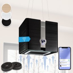 Klarstein Futurelight Smart, digestoř, 45 cm, ostrůvková, 413 m³/h, LED, nerezová ocel, černá