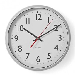 Nástěnné hodiny Nedis CLWA110WT stříbrná/bílá, 30 cm