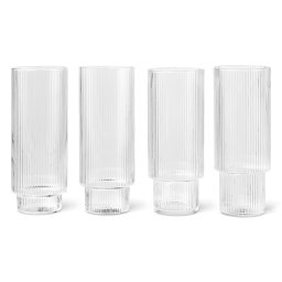 Ferm Living designové sklenice na vodu Ripple Long Drink Glasses