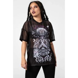 tričko dámské KILLSTAR - Cursed Mesh Boyfriend - BLACK - KSRA004335