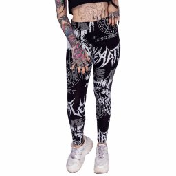 kalhoty dámské (legíny) HEARTLESS - REAPER - BLACK/WHITE - POI1074