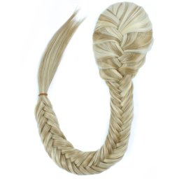 Girlshow Rybí, pletený cop k nasazení 50 cm - F24/613 (melír platinově plavé v beach blond)