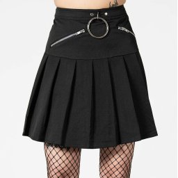 sukně dámská KILLSTAR - No Lip Pleated - Black - KSRA004907